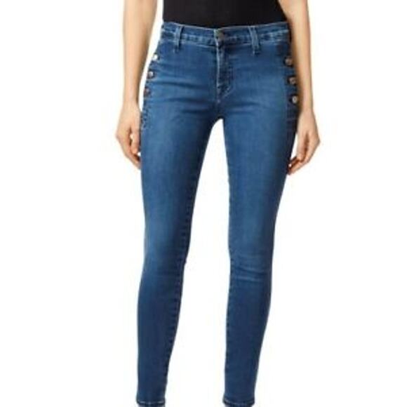 J Brand Button Waist Blue Denim Skinny Ankle Zion Jeans Women's Size 26 - Picture 1 of 7